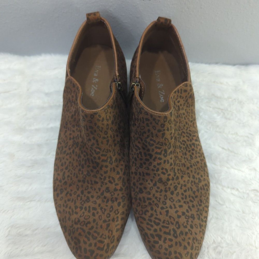 Eva & Zoe Women's Cheetah Print Faux-Suede Ankle Boots Size 11 - Picture 3 of 10